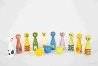 کودکان و نوجوانان بازی بولینگ مجموعه ای از اسباب بازی های چوبی کوچک با 10 حیوانات مختلف و 3 توپ رنگ